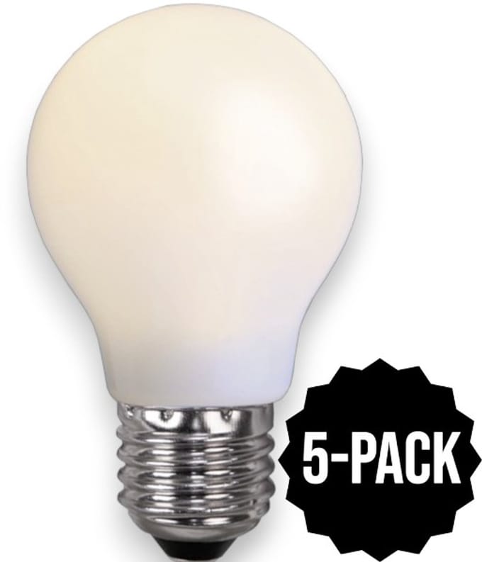 5-Pack | Prikkabel - Standaard bol - E27 - 0.9W - Extra Warm Wit - 2700K - Opaal
