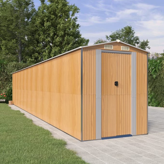 vidaXL - Tuinschuur - 192x1021x223 - cm - gegalvaniseerd - staal - lichtbruin