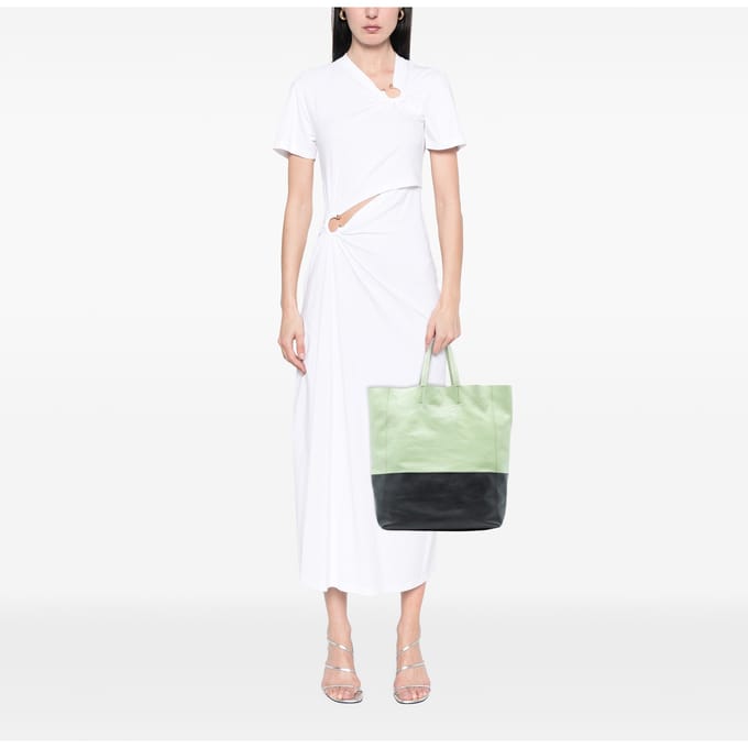 Tweedehands Bicolor Leren Verticale Cabas Tote