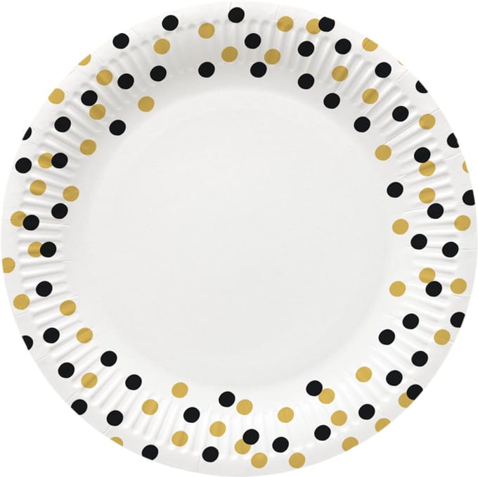 PAW - Papieren bordjes - 23 cm - Confetti Gold-black