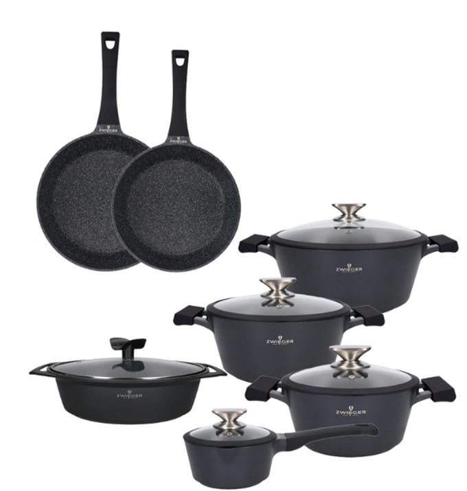 Zwieger Black Stone Pannenset met Deksel & Koekenpan