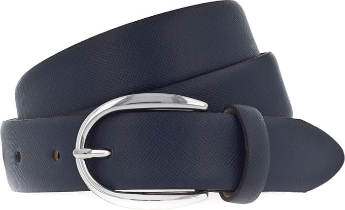 Vanzetti Leren Riem Classics 30mm Cambered Leather Belt W100 Nightblue Blauw