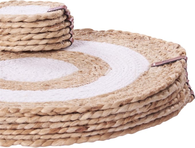TUMERIC - Set van 12 placemats en onderzetters - Natuurlijk - Jute