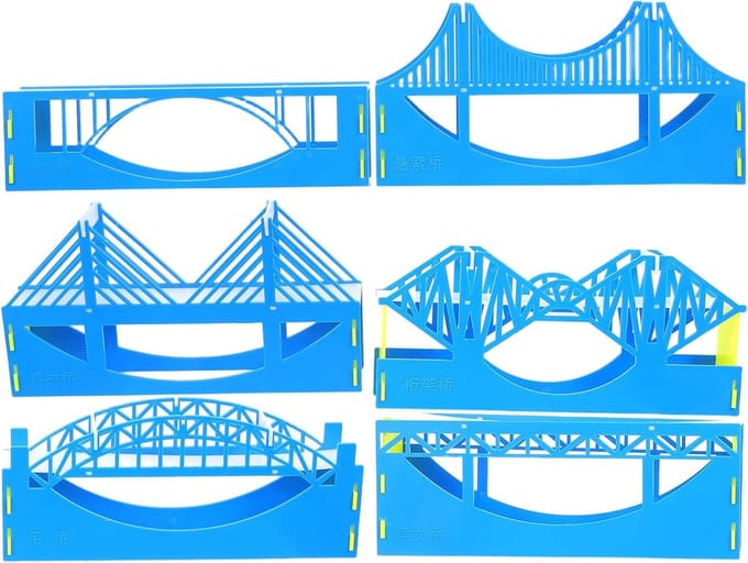 Brugconstructiemodel - Educatief Speelgoed - Natuurkunde Leren - Interactieve Constructie - 20 x 5.5 x 4 cm - Blauw