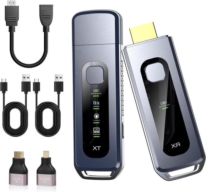 Draadloze HDMI Zender Ontvanger - HDMI Extender Set - Video Audio Streamen - LCD Display Status - 4K 1080p - Zwart