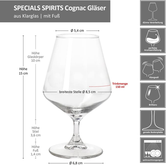 6-delige set SPECIALS SPIRITS Cognacglazen - 260694