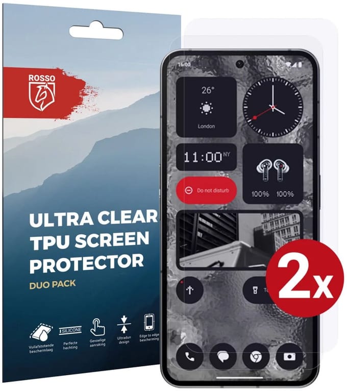 Rosso Screen Protector Ultra Clear Duo Pack Geschikt voor Nothing Phone (2) | Folie | 2 Stuks