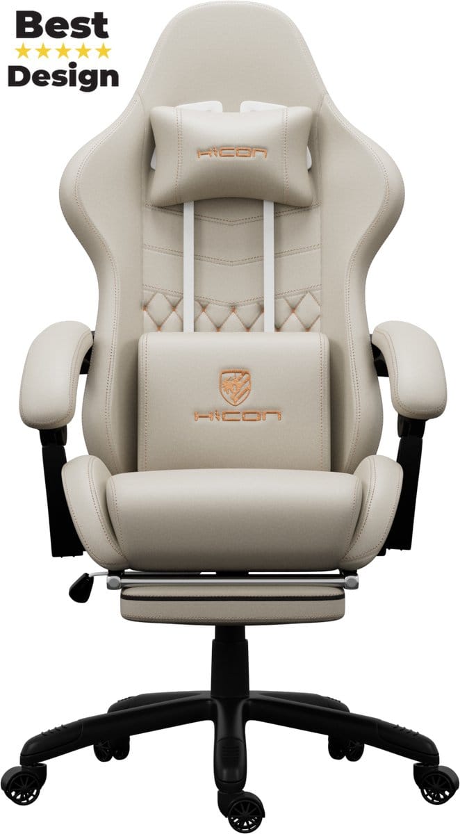 HICON® Kaiser Gamestoel - Bureaustoel - Ergonomische bureaustoel - Volwassenen - Verstelbaar - Beige