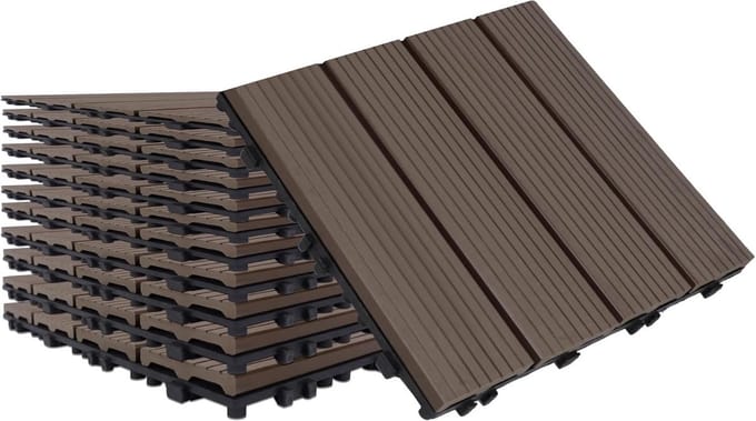 Tuin- en Balkontegels WPC Houtlook Kliksysteem 30x30 cm