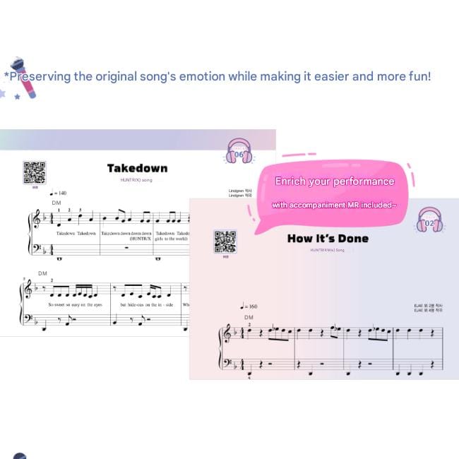 K-POP Chasseurs de Démons Livre de Partitions pour Piano (Standard, Très Facile) (2 possibilités) #Very Easy pink
