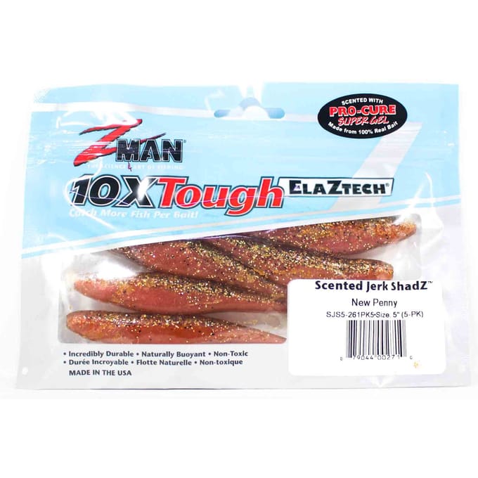 Zman Soft Lure Jerk ShadZ 5 Inch 5/Pack Nieuwe Penny (2710)
