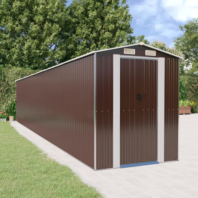 vidaXL - Tuinschuur - 192x1021x223 - cm - gegalvaniseerd - staal - donkerbruin