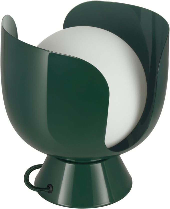 OSRAM Decor Corolle tafellamp E14, metaal & glas, textielkabel, vervangbare lampen, retrostijl, groen