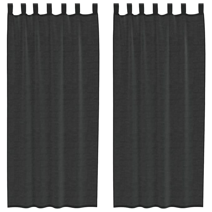 vidaXL - Gordijnen - voile - met - tab - top - 2 - st - zwart