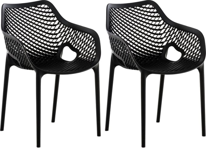 CLP Air Set van 2 Tuinstoelen - Stapelbaar - UV-lichtbestendig - Waterafstotend - zwart