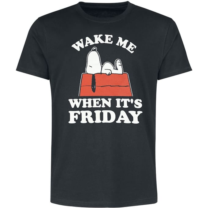 Peanuts T-shirt - Snoopy - Wake Me When It’s Friday - M tot 3XL - voor Mannen - zwart