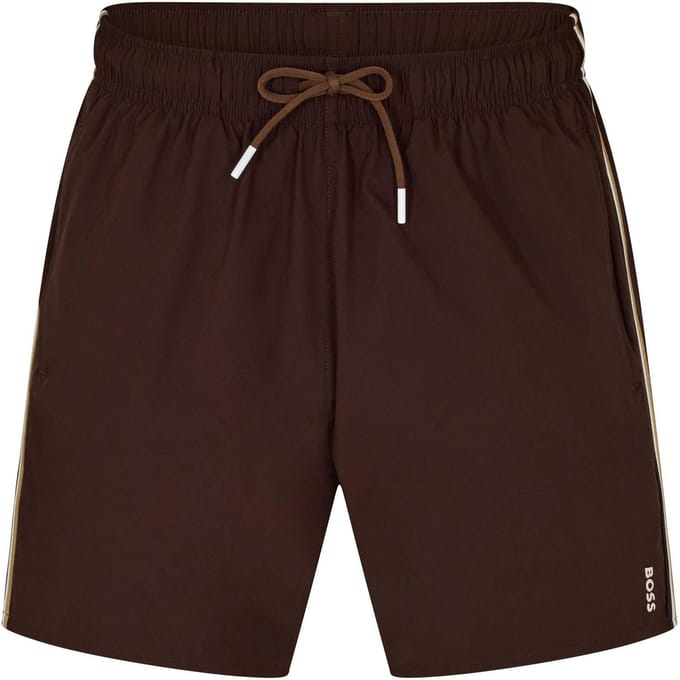 Boss Heren Iconic Logo Zwemshort (Donkerbruin)
