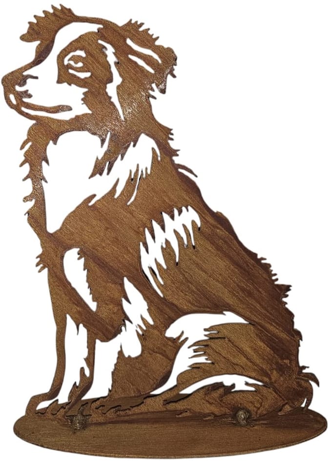 Dream-Garden Tuinbeeld metaal Australian Shepherd zittend 28 cm