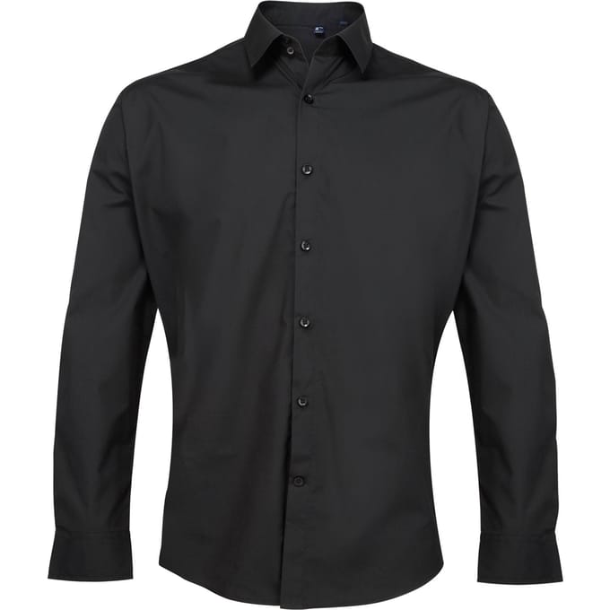 Premier Supreme Heavier Weight Poplin Werkshirt met lange mouwen (Zwart)