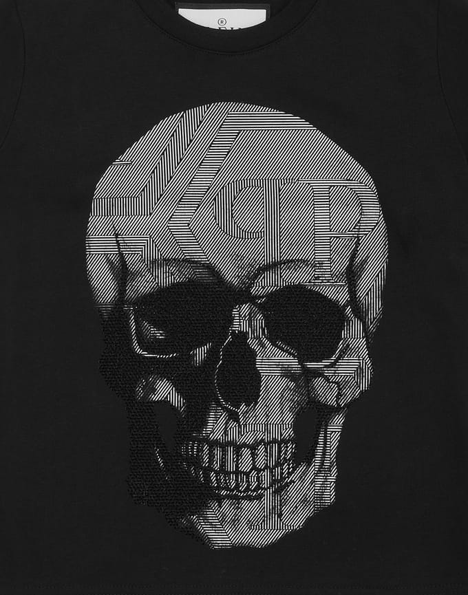 Jersey T-Shirt Round Neck Ss Strass Skull