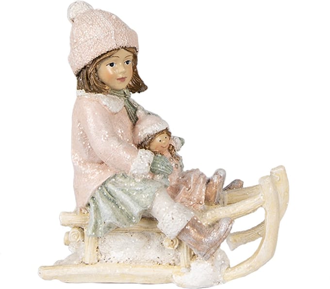 Clayre & Eef Beeld Meisje 11 cm Roze Polyresin