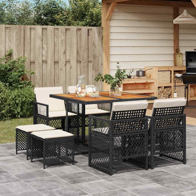 vidaXL - 9-delige - Tuinset - poly - rattan - zwart