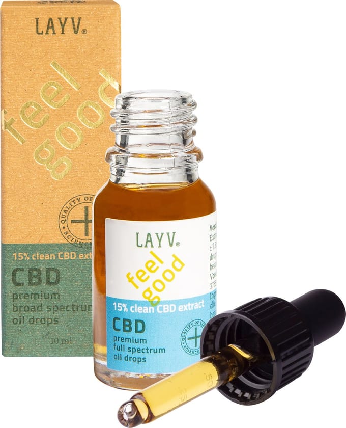 LAYV® 15% CBD - Olie Druppels - Natuurlijk Hennep Extract - Full Spectrum - Milde Smaak