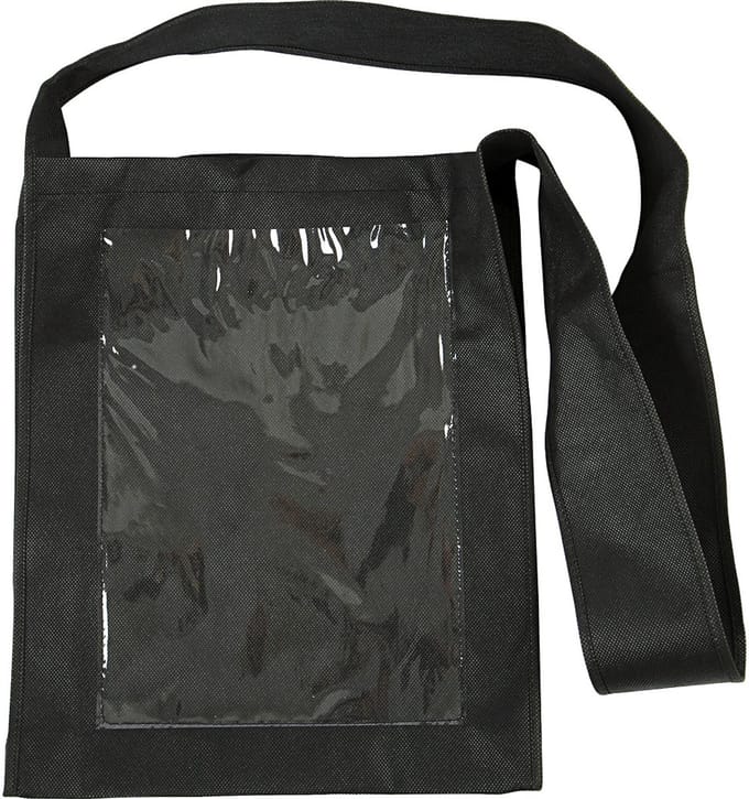 Tas met plastic voorkant, afm 40x34x8 cm, zwart, 1 stuk