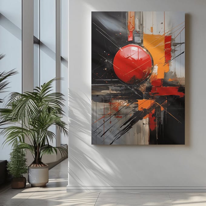 Canvas Schilderij Abstract - Moderne Kunst - Rood - 90x60x2 cm