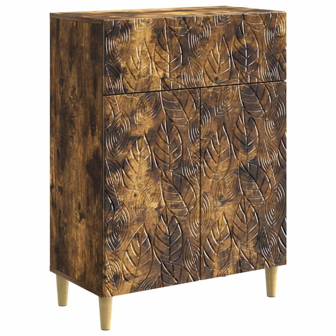vidaXL - Dressoir - Gerookt - eiken - 66 - x - 34,5 - x - 90 - cm - Bewerkt - hout