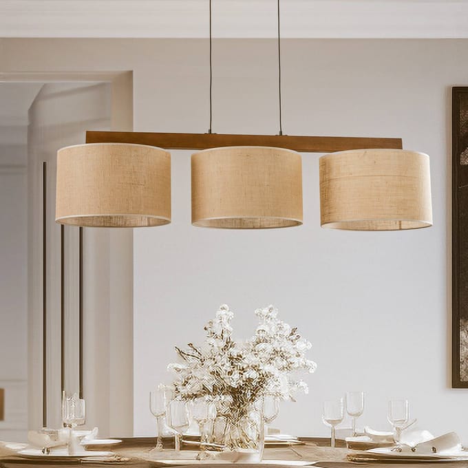 TK Lighting Hanglamp Jute, 3-lamps, balk