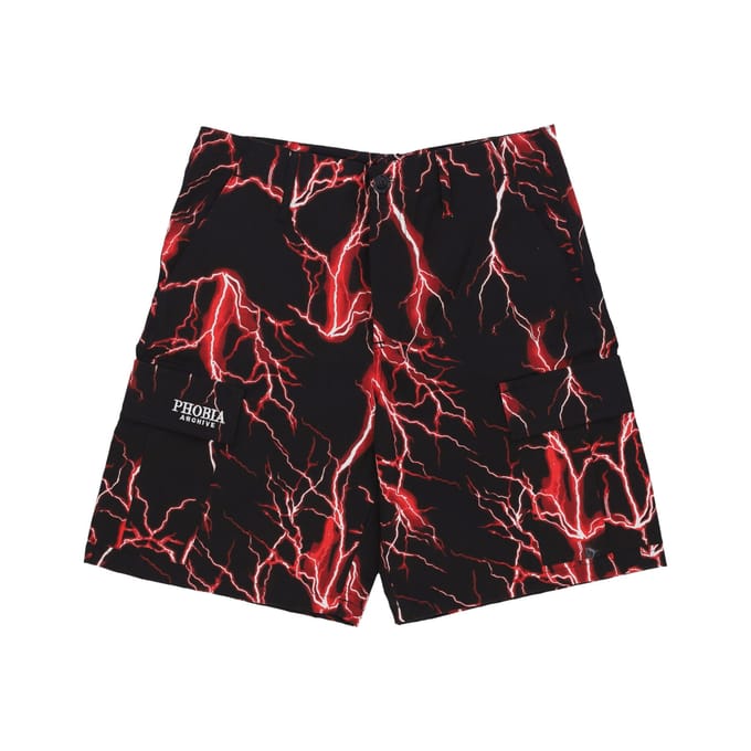 All Over Lightning Cargo Shorts Heren korte broek zwart/rood