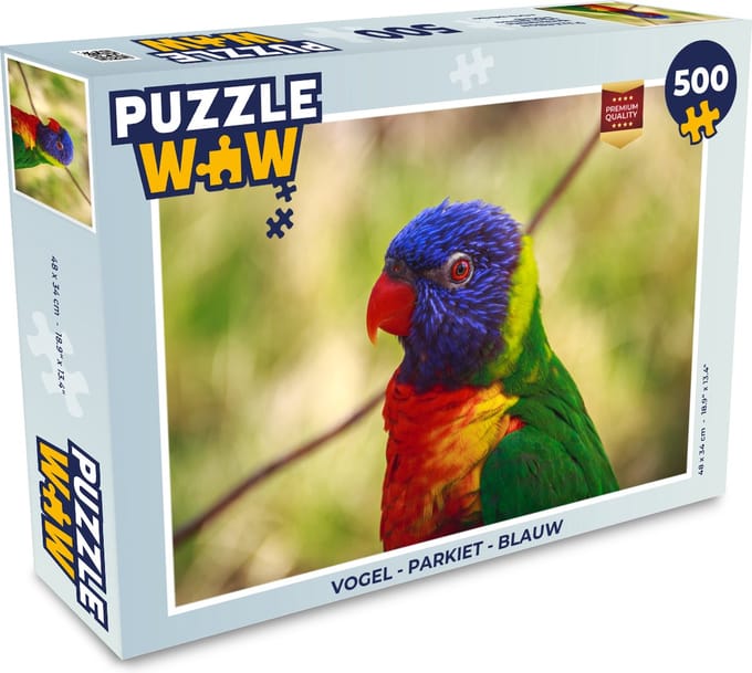 Puzzel Vogel - Parkiet - Blauw - Legpuzzel - Puzzel 500 stukjes