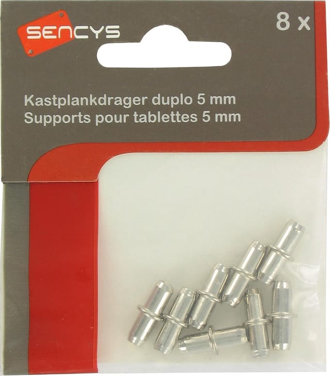 SENCYS kastplankdrager duplo 5mm vernikkeld metaal 8 stuks