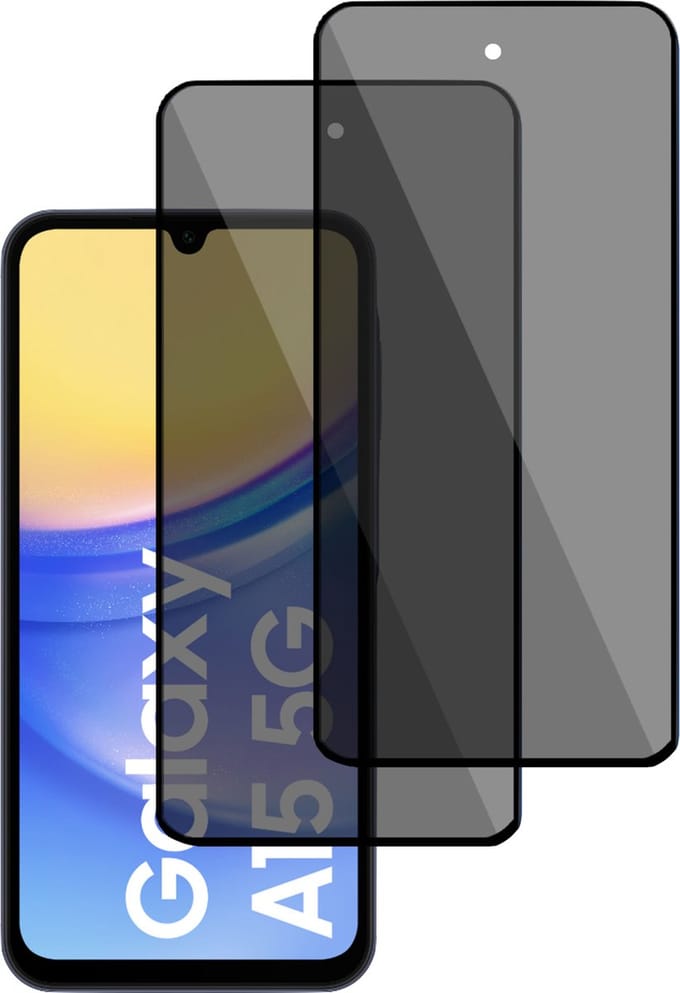 2x Privé Screenprotector geschikt voor Samsung Galaxy A15 - Privacy Beschermglas - Privacy Proteqt+