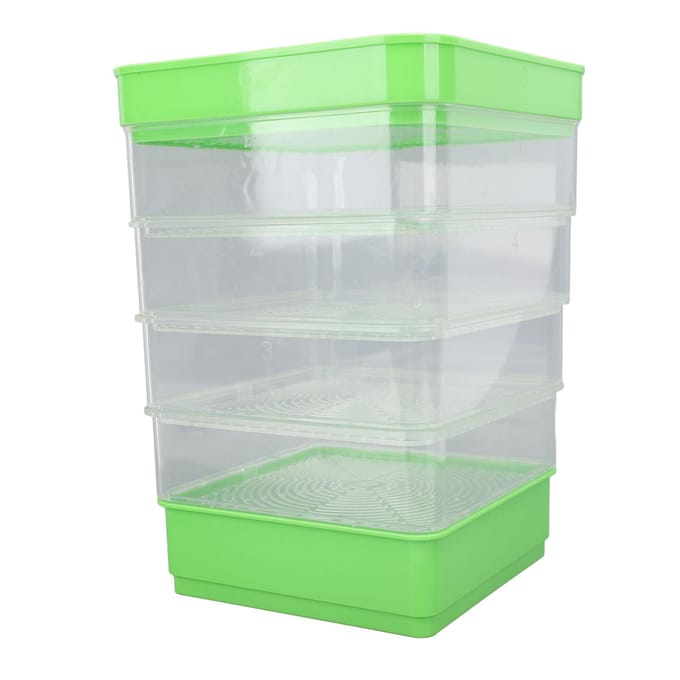 Stapelbare Kiemset 4 Lagen Ruimtebesparend Multifunctioneel Microgroente Kweekbak voor Boon gray