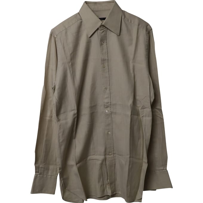 Gucci Overhemd met Knoop in Beige Katoen