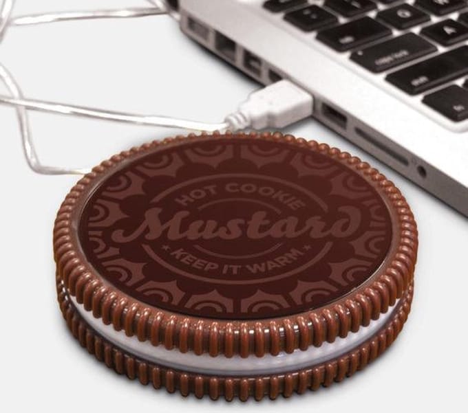 Mustard Hot Cookie bekerwarmer USB voor mok of kop koekvorm