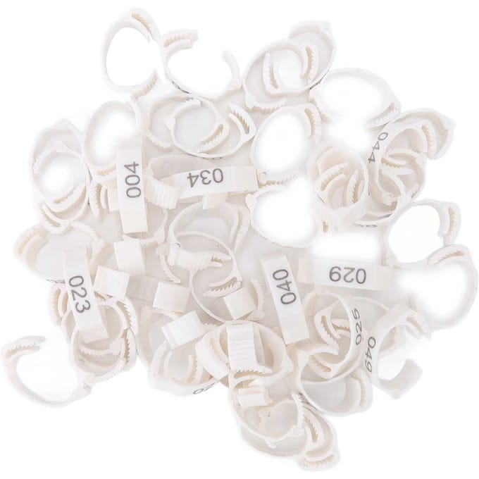 50 stuks Pluimvee Pootringen Genummerd Kip Identificatie Ringen voor Duiven Eenden Ganzen Wit white