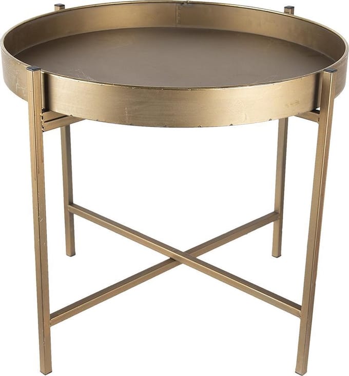 Clayre & Eef Bijzettafel Ø 52x40 cm Koperkleurig Metaal