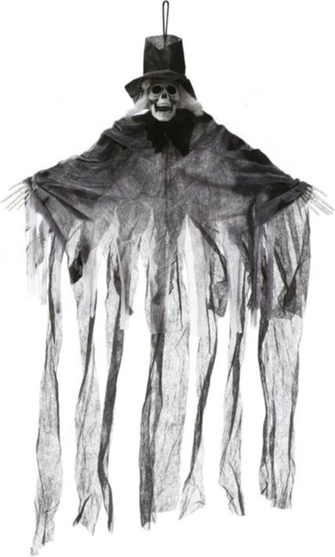 Fiestas Horror decoratie skelet spook bruidegom pop - hangend -70 cm - Halloween hangdecoratie