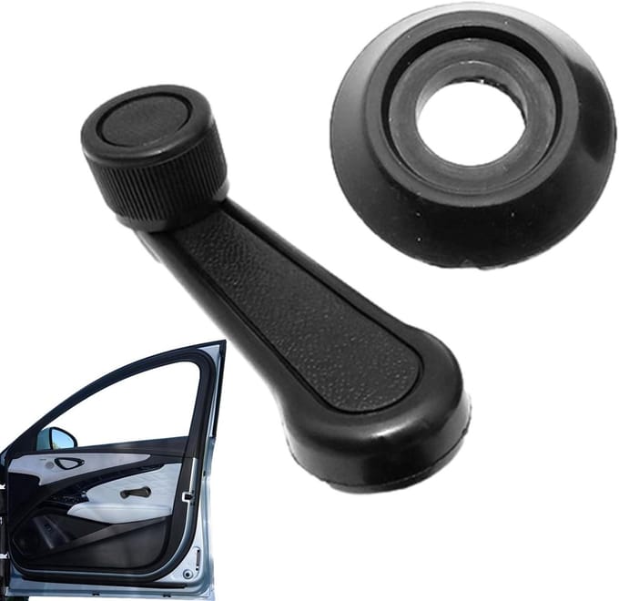 Raamwikkelaar Crank - Auto Handvat - Auto Ramen - Solide Constructie - 10.7 x 4.82 cm - Zwart