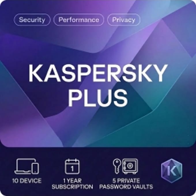 Kaspersky Plus | 10 Apparaten | 1 Jaar | 2026 | UK Editie