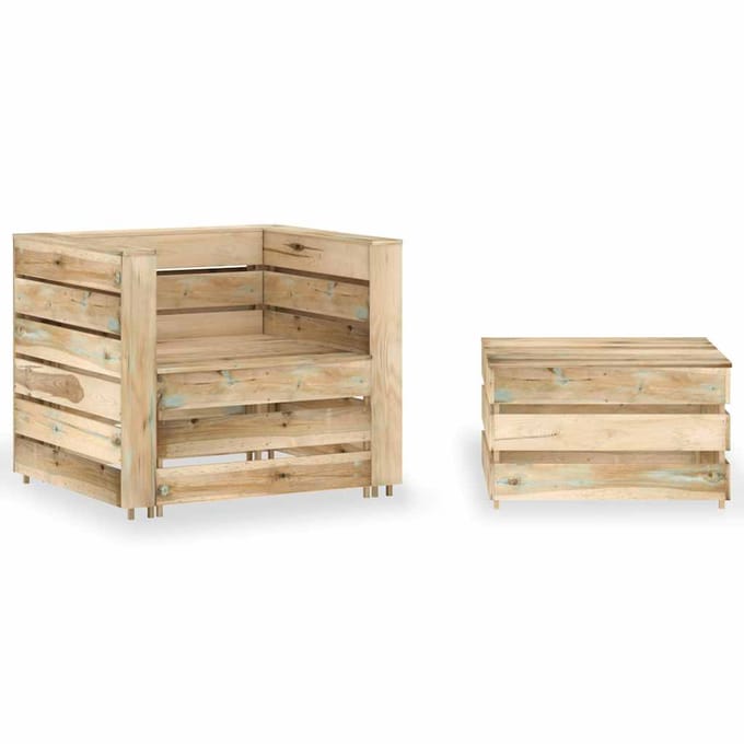 vidaXL - 2-delige - Loungeset - pallet - geïmpregneerd - grenenhout
