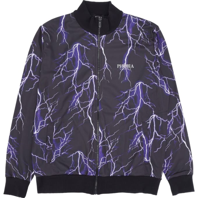 Trainingsjack voor heren All-over Lightning-sweatshirt Zwart/paars