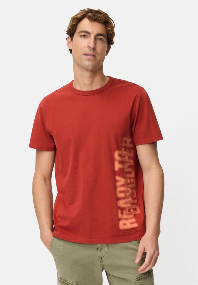 camel active T-Shirt met print op de rug - Maat - Roodmenswear-M