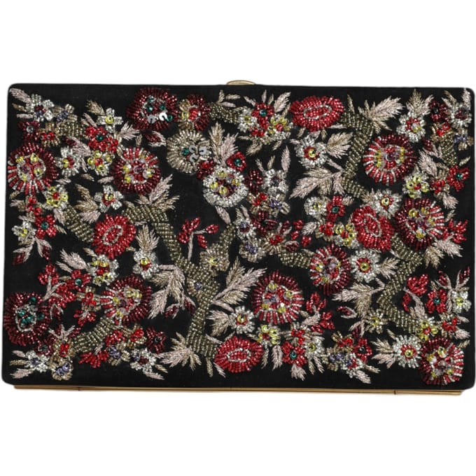 Multikleurige Bloemen Gouden Frame Clutch Avondtas