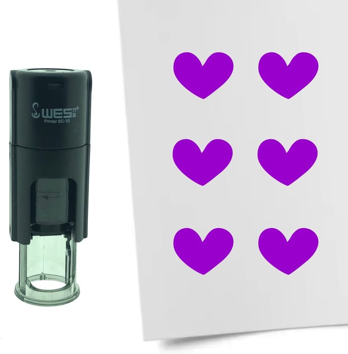 CombiCraft Stempel Hartje 10mm rond - paarse inkt