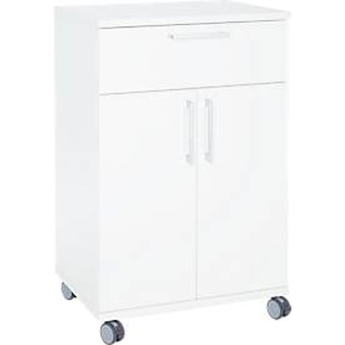 Verrijdbare cateringkast met draaideuren, B 650 x D 480 x H 1000 mm, wit