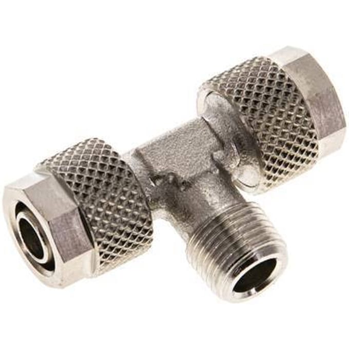 8x6 & R1/8'' Vernikkeld Messing T-Opsteekkoppeling Buitendraad [2 Stuks]